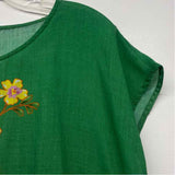Johnny Was Size Xl Women's Green-Multi Floral Midi Cap Sleeve Shift Dress