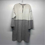 Badgley Mischka Women's Size M Blue gray Color Block Button Up Coat