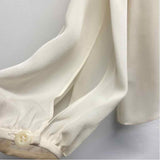 St. John Size L Women's Offwhite Solid Cold Shoulder Blouse