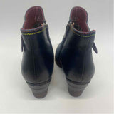 L'Artiste Size 37-6.5 Women's Navy-Multicolor Patchwork Ankle Booties