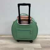 Smart Birdy Pistachio Green Solid Faux Leather Round Suitcase