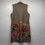 Solitarie Women's Size M Tan-Multi Floral Maxi Vest