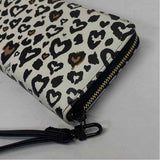 Betsey Johnson White-Black Faux Leather Hearts Zip Around Wallet