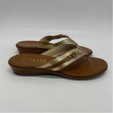 Italian Shoe Makers Size 7.5 Women's Brown-Gold 2 Tone Camel Toe Sandals