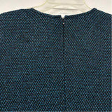 St. John Size 14-L Women's Black-Teal Tweed A Line Dress