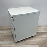 Solid White Side Table/ Cabinet w/ Wheels