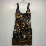 Hale Bob Size S Women's Black-Gold Sequin Sheath Dress