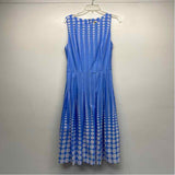 Anne Klein Size 10-M Women's Blue-White Pattern Sleeveless Fit And Flare Dress