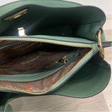 Green Faux Leather Pebbled Shoulder Handbag