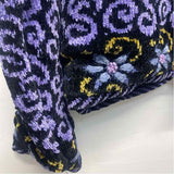 Icelandic Size L Women's Black-Purple Pattern Zip Up Sweater