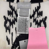 Chico's Size S-M Women's White-Multicolor Pattern Long Sleeve Top