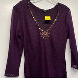 Komarov Size L Women's Purple Beaded Fit And Flare Dress