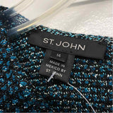 St. John Size 14-L Women's Black-Teal Tweed A Line Dress