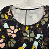Title Nine Size Xl Women's Black-Multi Floral 3/4 Sleeve Dress