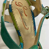 Poetic License Size 38-7 Women's Teal-Multi Pattern Heel Shoes