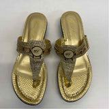 Marc Fisher Size 8.5 Women's Gold Shimmer Camel Toe Sandals