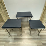 Hekman Chrome-Blue Wood Nesting Side Tables