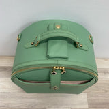 Smart Birdy Pistachio Green Solid Faux Leather Round Suitcase