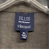 Blue Saks Fifth Ave Size Xl Women's Dark Gray Tweed Button Up Blouse