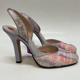 Bebe Size 6.5 Women's Purple-Multicolor Textured High Heel - Slingback Heels