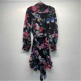Alex Marie Size 12-L Women's Black-Multi Floral Button Up Dress