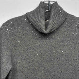 Pure Amici Size S Women's Gray Embellished Turtle Neck Short Sleeve Top