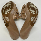 Born Crown Women's Size 9 Tan Textured Wedge Sandals