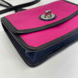 Coach Fuschia-Black Leather Colorblock Crossbody Handbag
