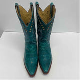 Justin Size 7 Women's Teal Embroidered Western Boots