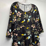 Title Nine Size Xl Women's Black-Multi Floral 3/4 Sleeve Dress