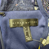 Aidan By Aidan Mattox Size 8-M Women's Navy-Silver Beaded Maxi Dress