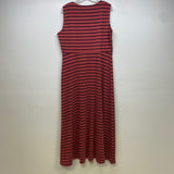 Serena Williams Women's Size Xl Coral-Black Striped Maxi-Sleeveless Dress