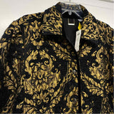 Chico's Women's Size 3-XL Black-Gold Pattern Button Up Jacket