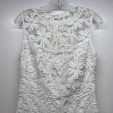Bisou Bisou Size 6-S Women's White Crochet Sleeveless Dress