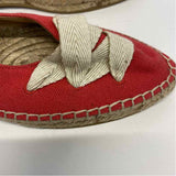 J.Crew Size 8 Women's Red Solid Ankle Tie Wrap Espadrille Flats