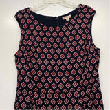 Brooks Brothers Size 14-L Women's Navy-Red Pattern Shift Dress