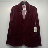 Lesley Evers Women's Size Xl Burgundy Solid Blazer Jacket