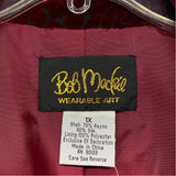 Bob Mackie Warable Art Women's Size 1X Red Embossed Beaded Button Up Jacket