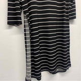 Mariel Size S-M Women's Black-White Stripe Maxi-Open Front Long Sleeve Top