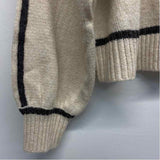 Z Supply Size M Women's Beige Stripe Zip Mock Neck Sweater
