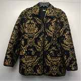 Chico's Women's Size 3-XL Black-Gold Pattern Button Up Jacket