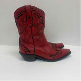 Coldwater Creek Size 6.5 Women's Red-Black Embroidered Cowboy Boots