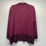 Ming Wang Size 2x Women's Magenta Pattern Open Front Sweater