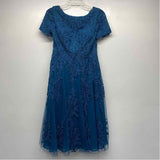 JJ's House Size XS Women's Blue Embellished Mesh Fit And Flare Dress