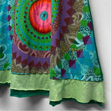Desigual Size M-8 Women's Green-Multi Patchwork A Line Skirt