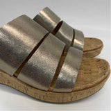 Kork-Ease Size 7 Women's Silver Shimmer Wedge Sandals