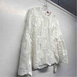 Bishop + Young Size M Women's White Solid Flare Sleeves Blouse