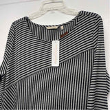 Soft Surroundings Size L Women's Gray-Black Stripe Maxi Dress