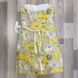 Teeze Me Size XS-5 Women's Yellow-Multicolor Floral Strapless Dress