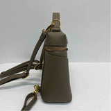 Oleada Mini Anchor Taupe Leather Pebbled Crossbody Handbag